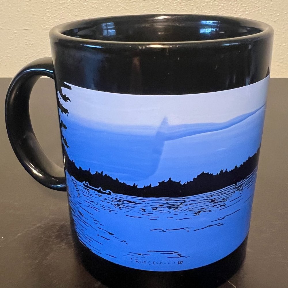 Minnesota Souvenir Ceramic Coffee Cup Mug Scenic Lake Ducks Black Blue - Picture 3 of 7